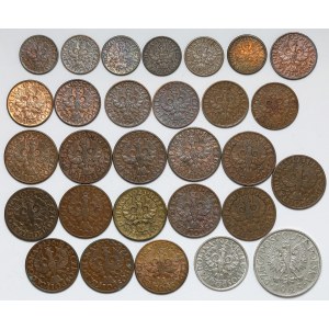 II RP, circulation coins - including beautiful 2 pennies 1938, set (29pcs)