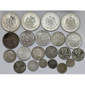 Świat, monety srebrne MIX, zestaw (21szt)