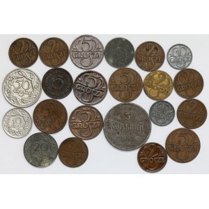 Królestwo Polskie, II RP, GG, zestaw monet (22szt)