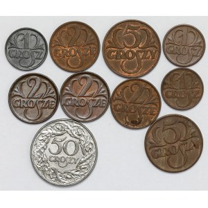 1 - 50 Groszy 1936-1939, NICE (10 Stück)