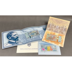 Romania, 2.000 Lei 1999 & 2x 100 Lei 2018-2019 - in folder (3pcs)