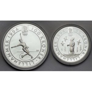 Winter Olympic Games 1994 Lillehammer - 50 and 100 kroner Norway (2pc)