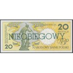 Miasta Polskie, 20 złotych 1990 - NIEOBIEGOWE - ZIELONY NADRUK - w kartce z kalendarza