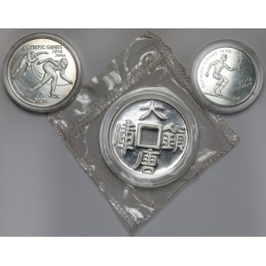Olympische Winterspiele 1998 Nagano - Münzen und Medaille, Silber (3Stück)