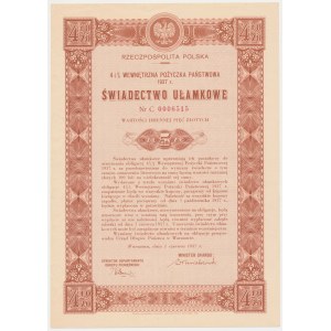 4.5% Fire. Internal 1937, Fractional certificate 5 zloty - C series