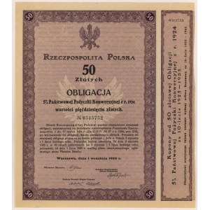 5% Fire. Conversion 1924, Bond for 50 zloty - with voucher