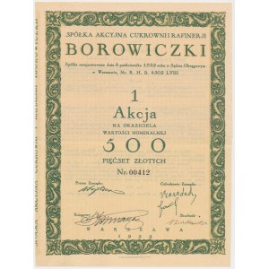 BOROWICZKI Tow. Akc. Cukrowni i Rafinerii, 500 zł 1932