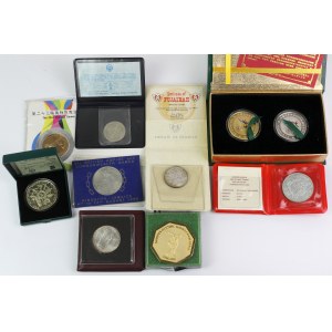 Set of Olympic-themed coins and medals