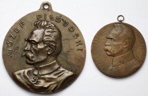 Medal Józef Piłsudski, 10. rocznica Wojny Polsko-Bolszewickiej 1930 r. i Medalion lany, zestaw (2szt)