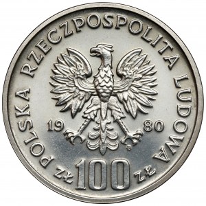 Próba SREBRO 100 złotych 1980 Głuszec - TECHNOLOGICZNA