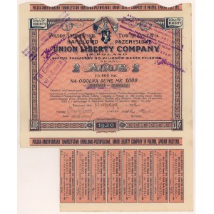 Polish-American Commercial and Industrial Union LIBERTY COMPANY in Poland, 2x 500 mkp 1920