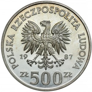 Próba SREBRO 500 złotych 1987 Kazimierz III Wielki - TECHNOLOGICZNA