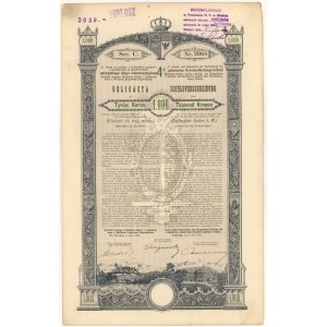 Lwów, Poż. Królestwa Galicyi... 1893 r. Obligacja na 1.000 koron