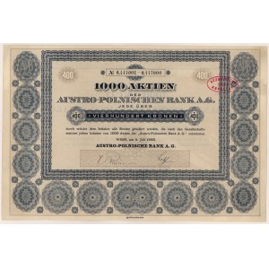 Bank Austro-Polski Sp. Akc., 1.000x 400 koron 1922