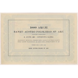 Bank Austro-Polski Sp. Akc., 1.000x 400 koron 1922