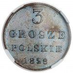 3 grosze polskie 1828 FH - nowe bicie Warszawa - piękne