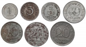 Królestwo Polskie, 1-20 fenigów 1917-1918 (7szt)