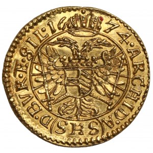 Schlesien, Leopold I., 1/6 Dukaten 1674 SHS, Wrocław