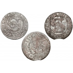 Zygmunt III Waza, Szelągi Ryga 1599-1605, w tym leżąca 4 (3szt)