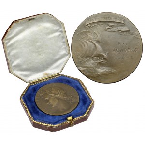 Frankreich, See- und Flussliga-Medaille - mit Widmung an einen Polen