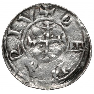 Boleslaw III. von Wrymouth, Denarius - Fürst auf dem Thron - DENARIV