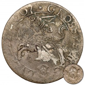 Sigismund III Vasa, Vilnius 1607 penny - Bogoria in shield - very rare
