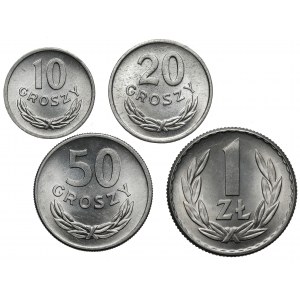 10-50 groszy i 1 złoty 1965, zestaw (4szt)