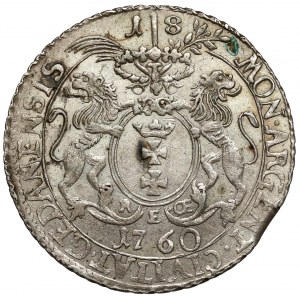 August III Sas, Ort Gdansk 1760 - denomination above the wreath