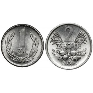 1 złoty 1966 i 2 złote 1971, zestaw (2szt)