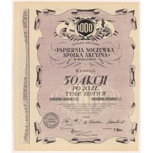 Papiernia SOCZEWKA Sp. Akc. in Warschau, Em.2, 50x 20 zł 1928