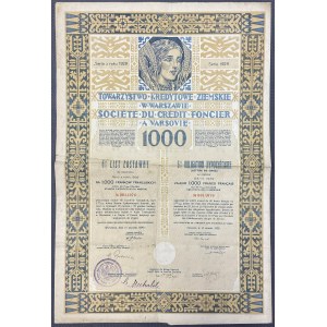 Warszawa, TKZ, List zastawny 1.000 franków 1929