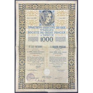 Warszawa, TKZ, List zastawny 1.000 franków 1929