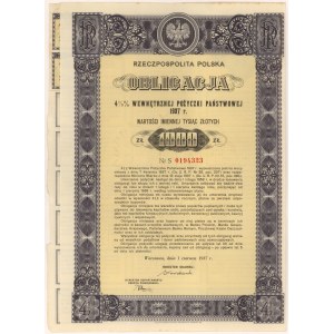 4.5% Fire. Internal 1937, Bond for 1,000 zlotys - series S