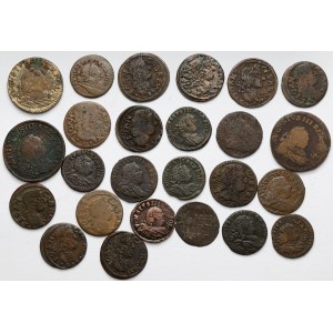 John II Casimir and Augustus III Sas, set of copper shekels and pennies (25pcs)