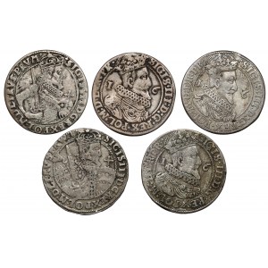 Sigismund III Vasa, Orty Gdansk and Bydgoszcz 1622-1624, set (5pcs)