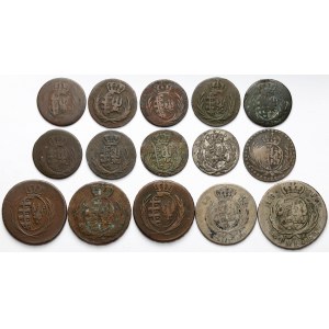 Duchy of Warsaw, 1 penny - 1/3 thaler, coin set (15pcs)