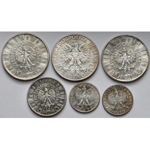 II RP, 2-10 złotych 1932-1939, zestaw (6szt)