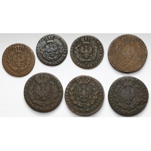 Prusy Południowe, 1 i 3 grosze 1796-1797, zestaw (7szt)