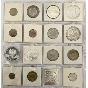III RP, zestaw monet i żetonów okolicznościowych, w tym SREBRO, zestaw (15szt)
