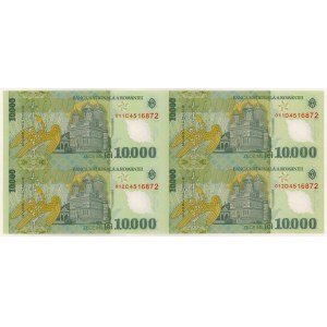 Romania, 10.000 Lei 2000 - Polymer - Block of 4 with certificate