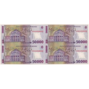 Romania, 50.000 Lei 2001 - Polymer - Block of 4 with certificate