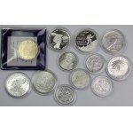 USA, zestaw srebrnych monet obiegowych i okolicznościowych (12szt)