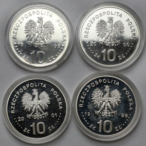 10 złotych 1998-2001 - królowie, zestaw (4szt)