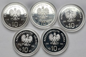 10 złotych 1997-2003 - królowie, zestaw (5szt)