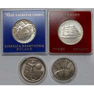 PRÓBY CuNi i Ag, 10-500 złotych 1965-1982, zestaw (4szt)