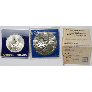 PRL, Medal i 10.000 złotych 1987 Jan Paweł II, zestaw (2szt)