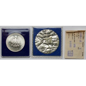 Volksrepublik Polen, Medaille und 10.000 Gold 1987 Johannes Paul II, Satz (2 Stck.)
