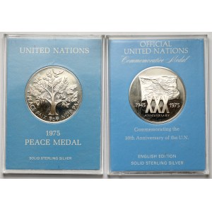 United Nations, set of silver medals 1975, set (2pcs)