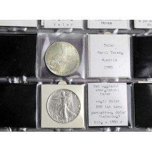 Maria Teresa, Talar 1780 (NB) i USA, Dolar 1991 + Klaser na monety
