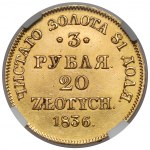 3 rubles = 20 gold 1836 MW, WARSAW - rarity